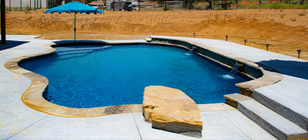 diving rock by pool
