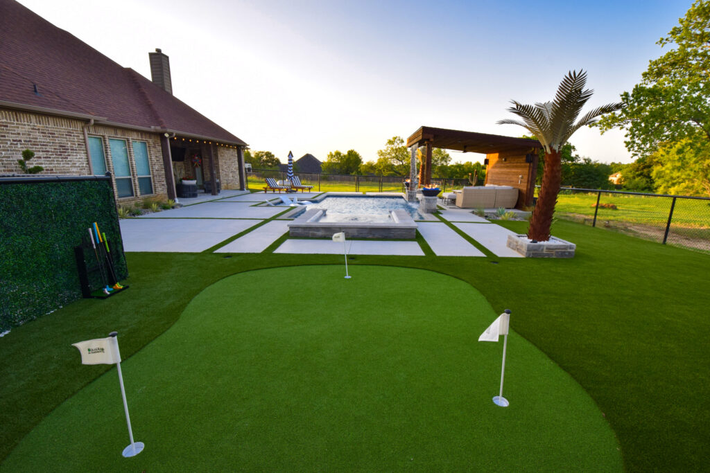 Completed backyard of a customer that decided to replace grass with turf.