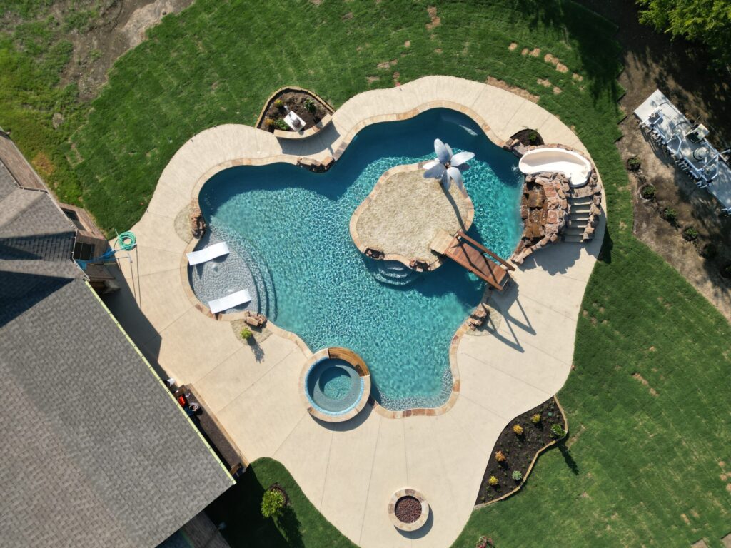 Custom pool with unique pool shape.