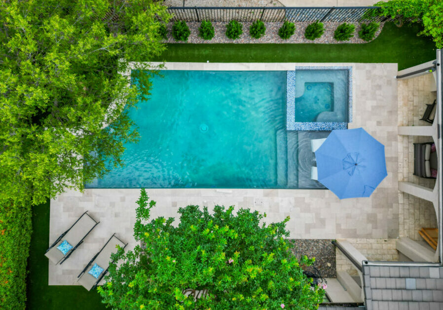 pool with both quarts and pebble finish after consideration of the quartz vs pebble pool finish dilemma