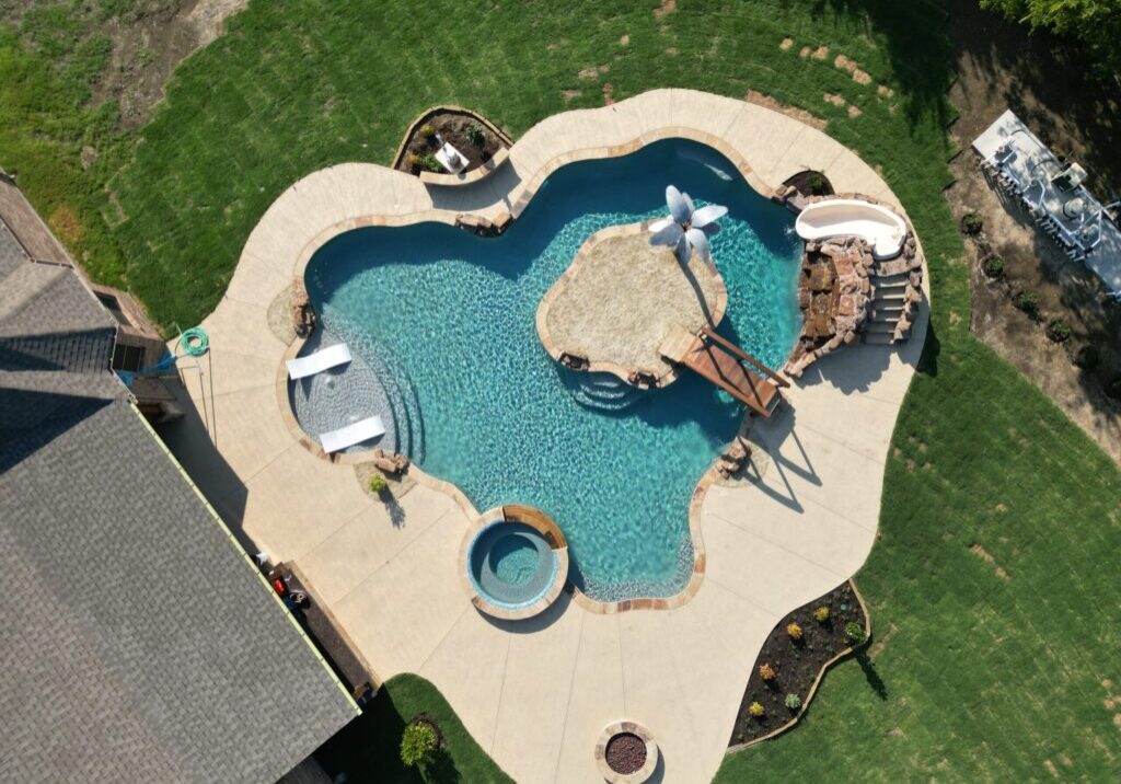 Custom pool with unique pool shape.